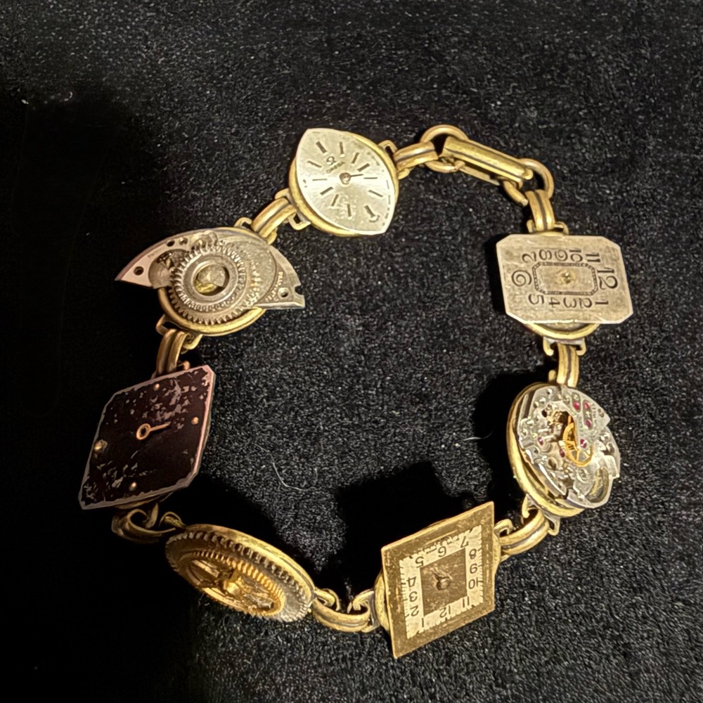 Artisan Steampunk Clockwork Gear Watch Face Brass Bracelet